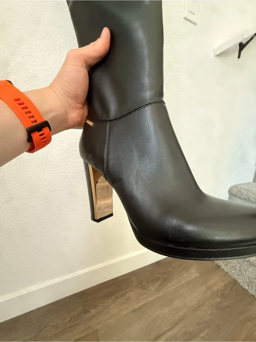 Calvin Klein Black Over-the-Knee High Heel Boot